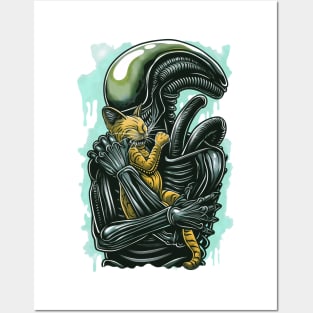 Alien and cat 88045 Posters and Art